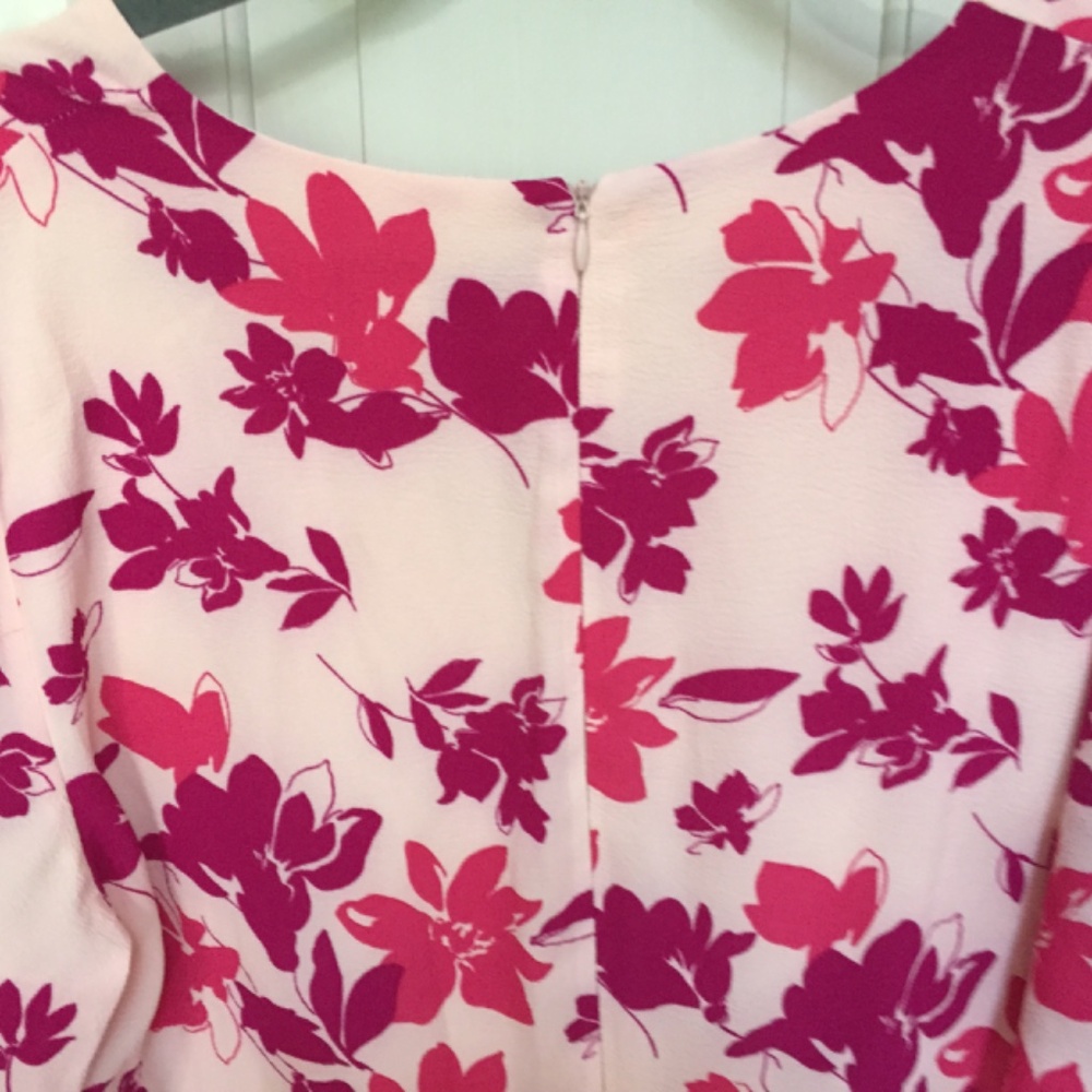 Liz Claiborne Pink Floral Short Sleeve Midi Dress - Picture 15 of 16